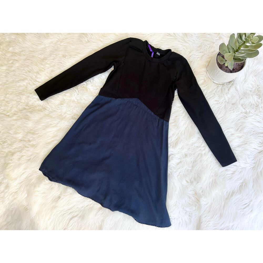 Seraphine Maternity and Nursing Black and Navy Long-Sleeve Dress